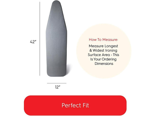 TIVIT Ironing Board Covers - Made in Italy - 12 x 42 Durable Alumitek PRO Heat Reflective Silicone Pads are Scorch & Stain Resistant - Made w/3...