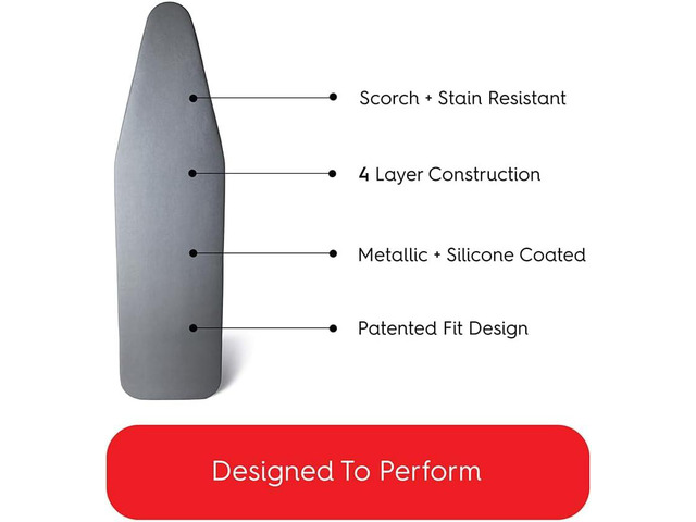 TIVIT Ironing Board Covers - Made in Italy - 12 x 42 Durable Alumitek PRO Heat Reflective Silicone Pads are Scorch & Stain Resistant - Made w/3...