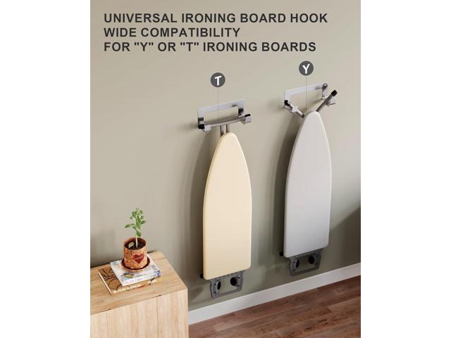 MUSVOH 2PC Ironing Board Hanger Wall Mount Stainless Steel, Y T Leg Ironing Board Holder Wall Mount for Laundry Room, Iron Board Hooks for Wall...