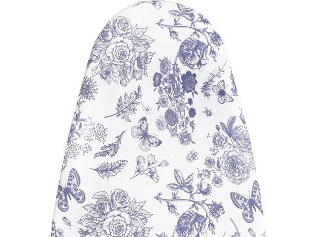 MinoCino Ironing Board Cover and Pad 15x54, Iron Board Cover with 6mm Thick Felt Padding, Drawstring, Hook and Loop Fasteners, Floral & Butterflies