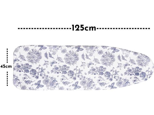 MinoCino Ironing Board Cover and Pad 15x54, Iron Board Cover with 6mm Thick Felt Padding, Drawstring, Hook and Loop Fasteners, Floral & Butterflies