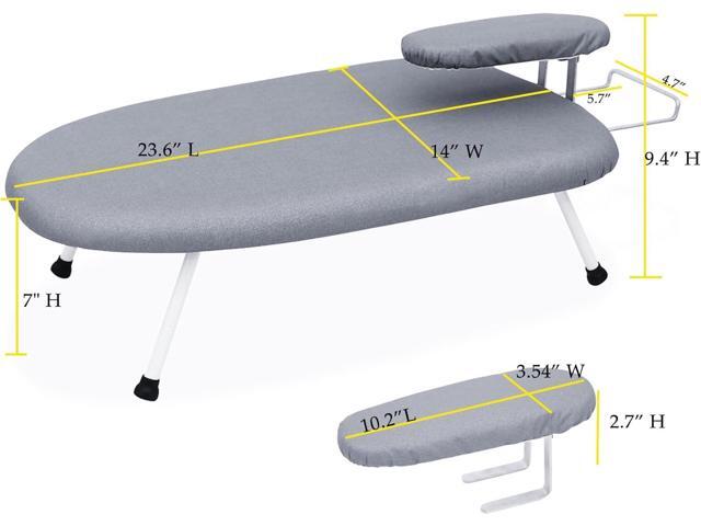 AKOZLIN Tabletop Ironing Board 23.6' L x 14''W x 7''H with Removable Sleeve Board - Folding Legs Cotton Cover Travel Countertop Iron Board