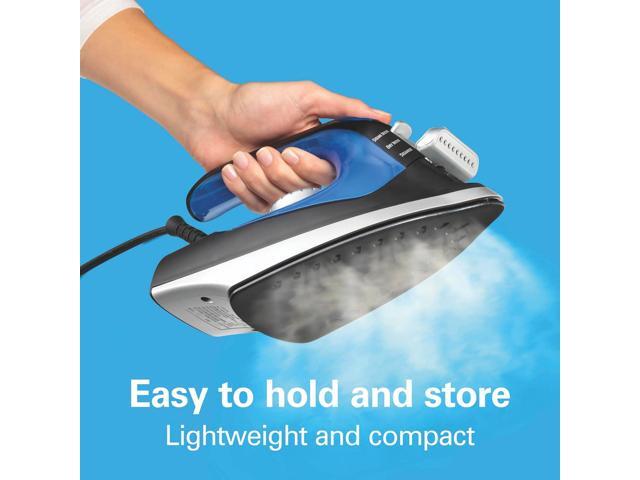 Hamilton Beach 2-in-1 Steam Iron for Clothes and Garment Steamer with 5 Temperature Settings, Nonstick Soleplate, 1200 Watts, 8 Cord, Black & Blue...