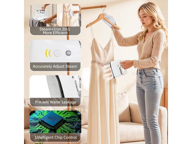 UWTLFCE 2-in-1 Steam Iron & Garment Steamer for Clothes, 0.78oz/min Powerful Steam, 35dB Quiet, 30s Heat Up, Ceramic Plate (280°F), 360° Rotation,...
