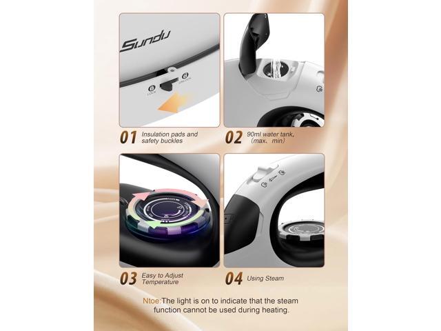 Sundu Small Iron for Clothes with Steam,Travel Iron Portable Non-Stick Soleplate Steamer for Quilting & Sewing,300 Microsteam Holes,90ml Water...
