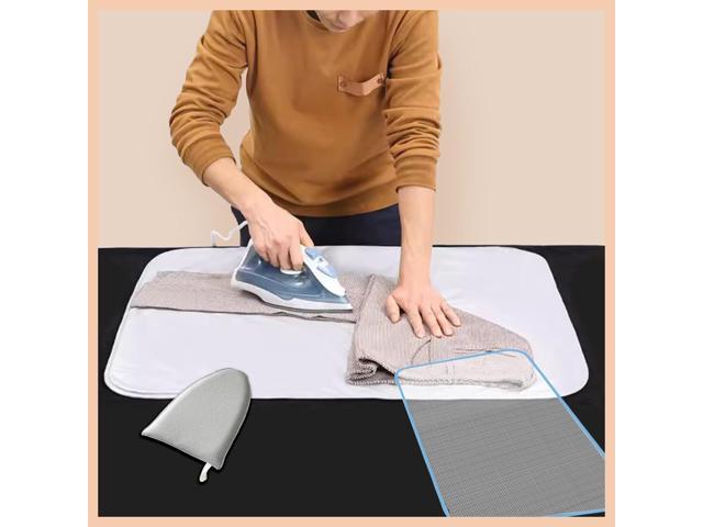 WAYUTO Over Door Garment Steamer Travel Mat 22 x 47 inches with Hook, Ironing Glove & Scorch Mesh Ironing Press Pad