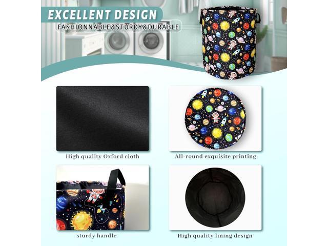 Funny Astronaut Laundry Basket Foldable With Handles Galaxy Tote Bag Oxford Cloth Colorful Planet Laundry Hamper Clothe Storage Bucket Toy...