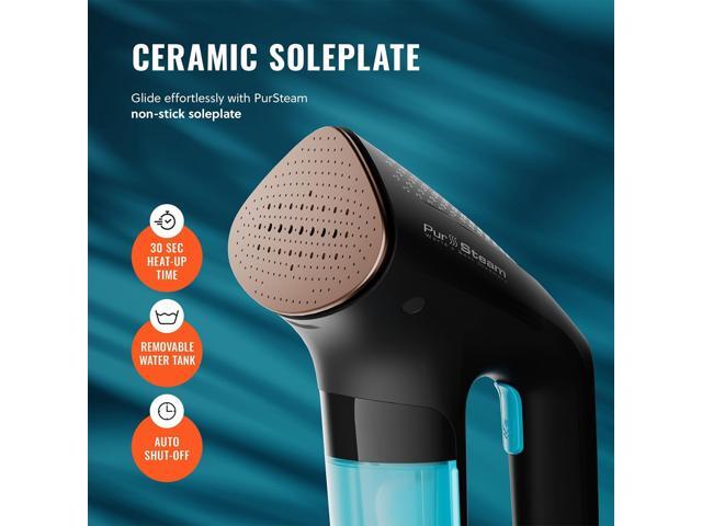 PurSteam SteamPulse Pro Handheld Steamer for Clothes, Portable Handheld Fabric and Garment Travel Steamer Iron Press Wrinkle Remover with Fabric Brush