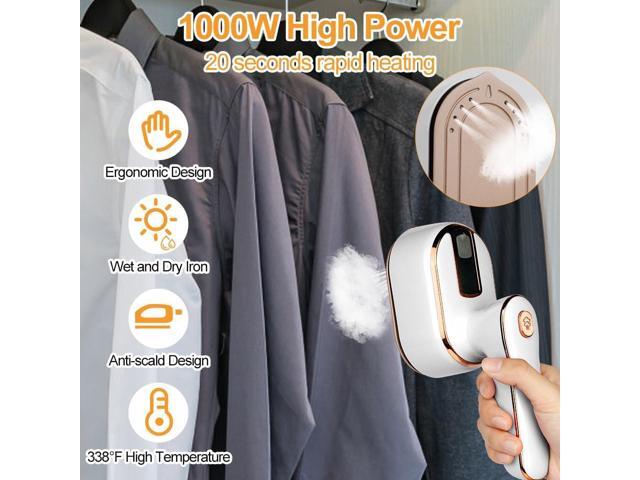 AUAUY Mini Steam Iron, 1000W Portable Handheld Travel Steam Iron, 180° Rotating Handle Converts Iron into Handheld Steamer, 15s Fast Heat Up,...