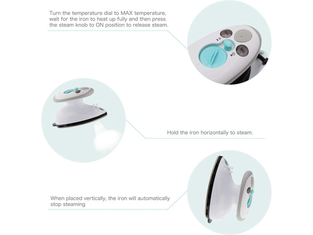 IIMII Mini Travel Steam Iron, Dual Voltage 420W Power, Fast Heat Up, Powerful Steam, Non-Stick Soleplate and Compact Design, Best Travel Quilting...