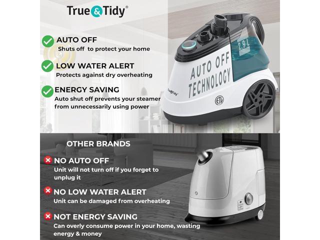True & Tidy Heavy Duty Auto Shut-off Commercial Full-Size Garment Steamer, Smart Water Sensor with Beep Alert, 3 Steam Settings, XL 2.9L Tank,...