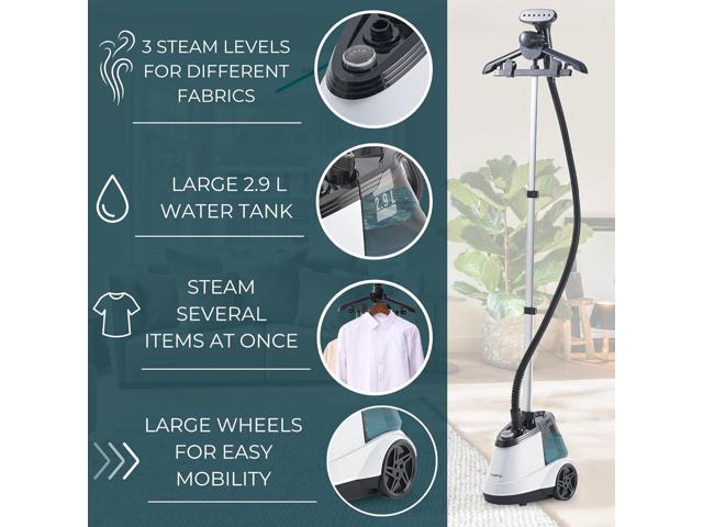 True & Tidy Heavy Duty Auto Shut-off Commercial Full-Size Garment Steamer, Smart Water Sensor with Beep Alert, 3 Steam Settings, XL 2.9L Tank,...