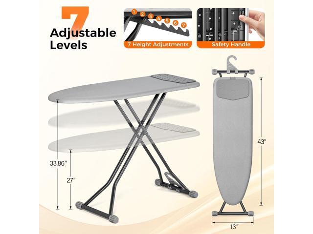 APEXCHASER Ironing Board, Compact Iron Board with Silicon Mat, Foldable Ironing Board with Heat Resistant Cover, 7 Height Adjustable, Space Saver...