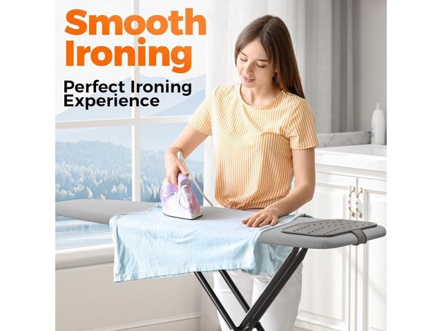 APEXCHASER Ironing Board, Compact Iron Board with Silicon Mat, Foldable Ironing Board with Heat Resistant Cover, 7 Height Adjustable, Space Saver...