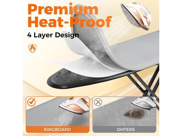 APEXCHASER Ironing Board, Compact Iron Board with Silicon Mat, Foldable Ironing Board with Heat Resistant Cover, 7 Height Adjustable, Space Saver...