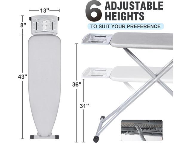 oleaf Ironing Board with Cover and Thicken Pad 43 x 13 Height Adjustable Full Size Foldable Iron Board with Iron Rest, Stable Steel Legs, Metal...