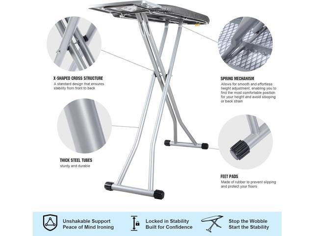 oleaf Ironing Board with Cover and Thicken Pad 43 x 13 Height Adjustable Full Size Foldable Iron Board with Iron Rest, Stable Steel Legs, Metal...