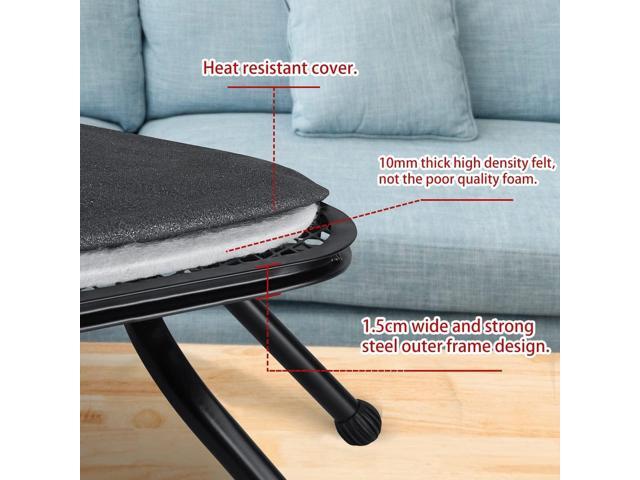 Duwee 14'x25' Table Top Ironing Board with Thicken Felt Padding, Metallic Cover, Solid Iron Rest (Black)