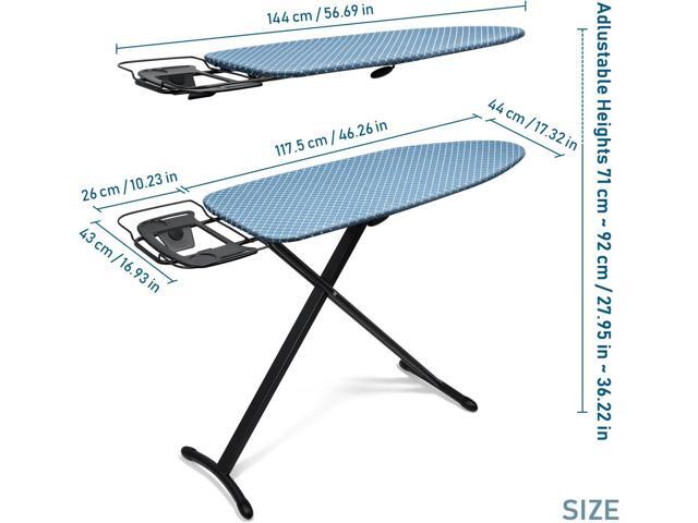 Duwee 17'x46' Ironing Board Full Size,Deluxe Ironing Board with Steam Iron Rest,Heat Resistant Cover and Thicken Felt Pad, Adjustable Height,Heavy...