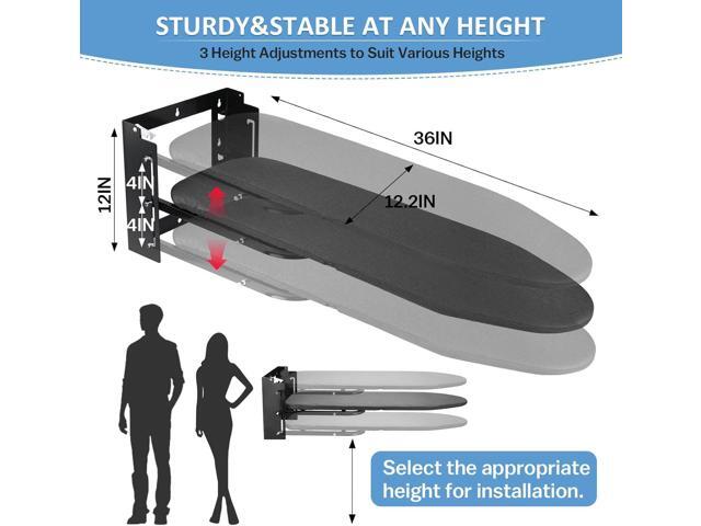 Wall Mounted Ironing Board Height Adjustment, 36 x 12 Inch Fold Down Ironing Board Wall Mount Space-Saving Iron Board with Removable Heat Resistant...