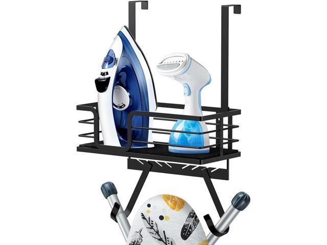 TJ. MOREE Over The Door/Wall Mount Ironing Board Hanger, Laundry Room Iron and Ironing Board Caddy Storage for Water Mister, Fabric Sprays, Laundry...