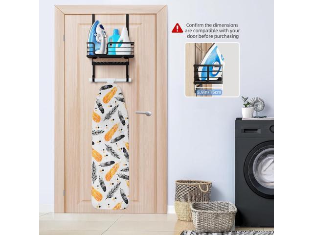 TJ. MOREE Over The Door/Wall Mount Ironing Board Hanger, Laundry Room Iron and Ironing Board Caddy Storage for Water Mister, Fabric Sprays, Laundry...