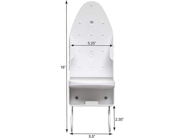 Sophisti-Clean Iron Board Laundry Room Organization and Storage with Hooks, White