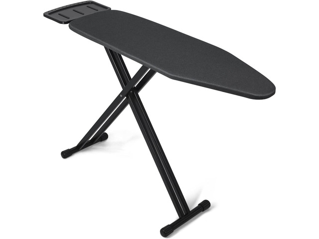 Duwee 13'x43' Ironing Board with Heat Resistant Cover and Thicken Felt Pad, Ironing Boards with Silicone Steam Iron Rest, Heavy Sturdy T-Legs,Black