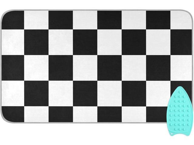 Ironing Mat &Pad Magnetic Heat Resistant Pads Portable Travel Ironing Blanket Ironing Board Covers 27.6x47.2Inches Checkered Black and White08