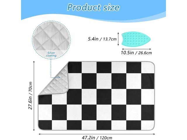 Ironing Mat &Pad Magnetic Heat Resistant Pads Portable Travel Ironing Blanket Ironing Board Covers 27.6x47.2Inches Checkered Black and White08