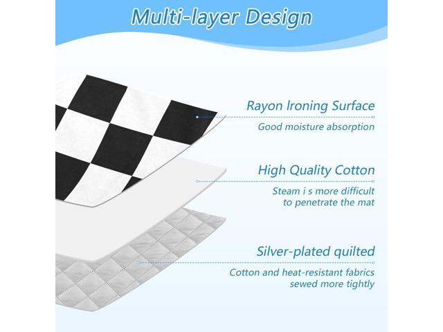 Ironing Mat &Pad Magnetic Heat Resistant Pads Portable Travel Ironing Blanket Ironing Board Covers 27.6x47.2Inches Checkered Black and White08