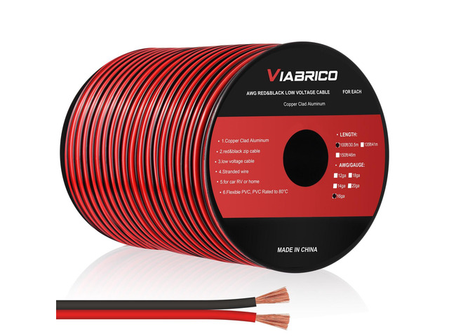 VIABRICO 16 Gauge Wire, 16AWG Automotive Wire Electrical Wire 100FT 2 Conductor Red Black 12V/24V DC Cable LED Strips Extension for Light RC Car...