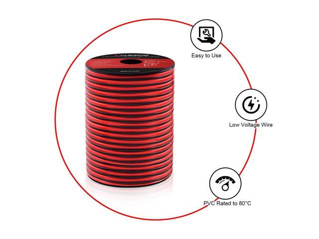 VIABRICO 12Gauge 100FT Electrical Wire Cable 2 Conductors Red Black Cable Hookup LED Lighting Strips Flexible Wire Extension Cord 12AWG Copper Clad...