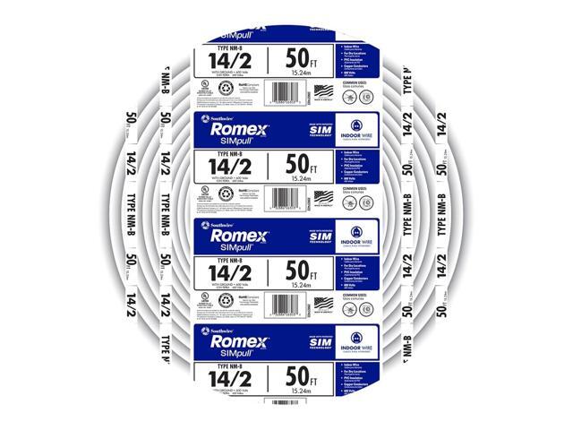 Southwire Romex Brand Simpull Solid Indoor 14/2 W/G NMB Cable 50ft coil - SW# 28827422