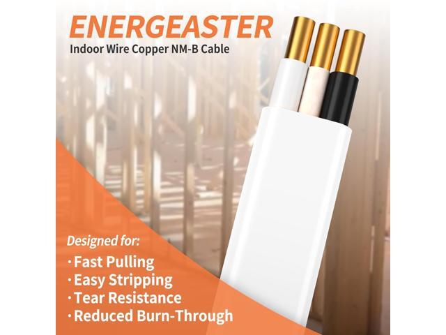 Energeaster Solid Indoor 14/2 W/G NMB Cable 100ft CoilElectrical Wire 14 Gauge Wire 2 Conductors Non-Metallic with Ground Wire(White)