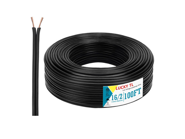 LUCKY TL 16/2 Low Voltage Landscape Lighting Wire 100 Feet, 16 Gauge 2 Conductor, Outdoor Waterproof, Direct Buried, Pure Copper Core (100FT)