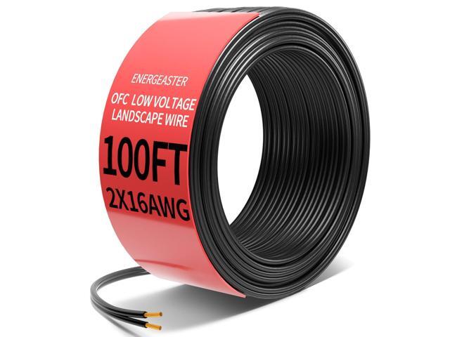 Energeaster 100FT 16/2 Low Voltage Landscape Wire,16 Gauge 2 Conductor,Low Voltage Wire Outdoor Direct Burial Waterproof,Pure Copper for Landscape.