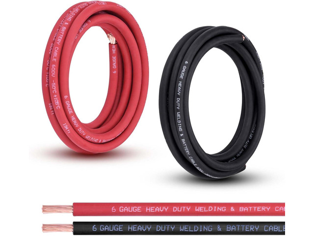 Shirbly 6 Gauge Battery Cable, 10FT Red + 10FT Black 6 AWG Pure Copper Wire Welding Cable, for Automotive, Battery, Solar and Generator, Standard...