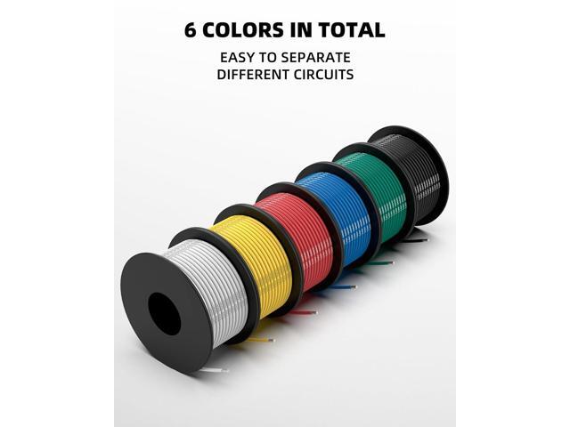 NAOEVO 18 Gauge Wire 180ft, 18 AWG Wire 6 Colors 30ft Each Spool, Flexible Silicone Tinned Copper Electrical Cable, Wiring kit for...