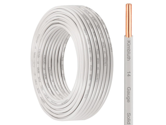 THHN Wire 14 Gauge 50 FT OFC Electrical Wire, 14 AWG Solid Copper Wire Rated up to 600V Building Wire Nylon Jacket for Residential, CNC, Ground,...