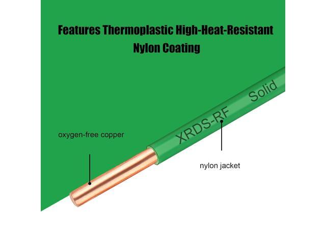 12 AWG THHN Wire 50FT Single Bare Copper Conductor, Green Electrical Building Wire with Nylon Insulation for Panel Wiring, Grounding, Lighting...