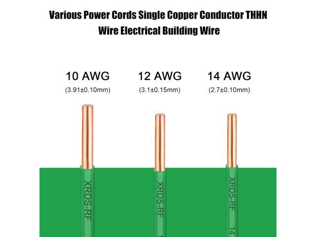 12 AWG THHN Wire 50FT Single Bare Copper Conductor, Green Electrical Building Wire with Nylon Insulation for Panel Wiring, Grounding, Lighting...