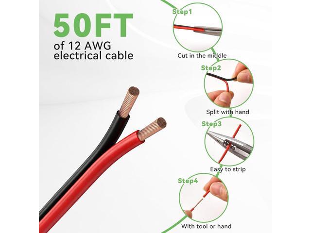 Askcable 12 Gauge Wire, 12 AWG Electrical Wire Cable, 2 Conductors Red Black Wire, Copper Clad Aluminum(CCA) Flexible PVC Extension Cord for...