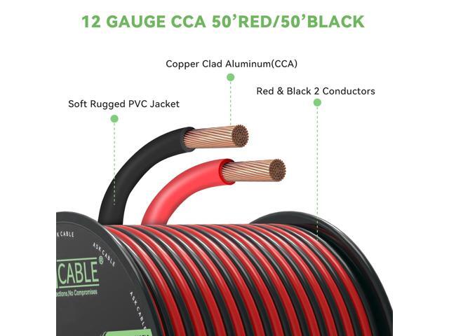 Askcable 12 Gauge Wire, 12 AWG Electrical Wire Cable, 2 Conductors Red Black Wire, Copper Clad Aluminum(CCA) Flexible PVC Extension Cord for...