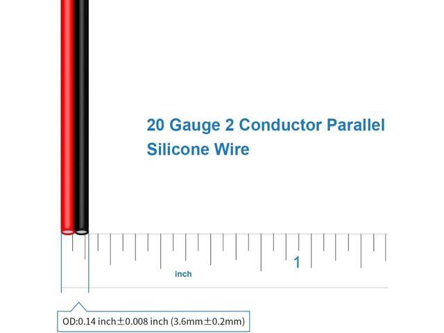BNTECHGO 20 Gauge Flexible 2 Conductor Parallel Silicone Wire Spool Red Black High Resistant 200 deg C 600V for Single Color LED Strip Extension...