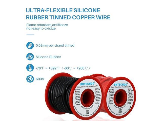 BNTECHGO 14 Gauge Silicone Wire Spool red and Black Each 25ft Flexible 14 AWG Stranded Tinned Copper Wire