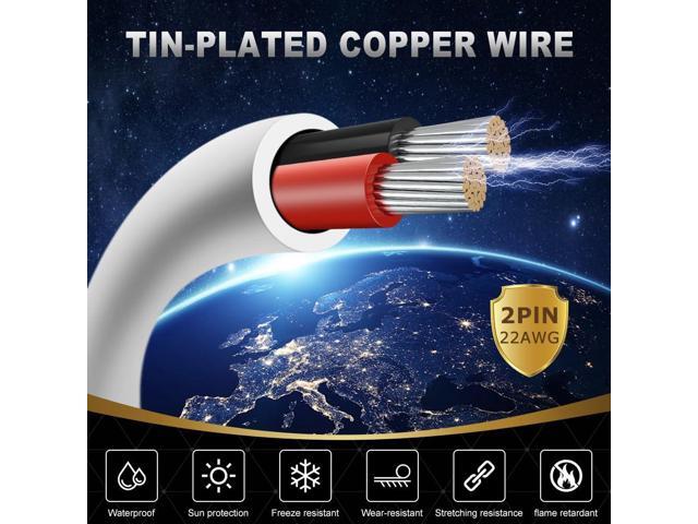DEKIEVALE 22 Gauge 2 Conductor Electrical Wire, 32.8FT White Stranded Low Voltage 22/2 Cable PVC Case, 22 AWG Tinned Copper 2 Wire Cable Extension...