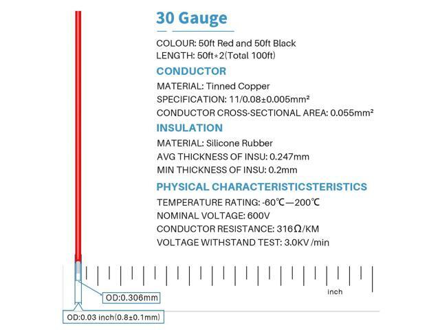 BNTECHGO 30 Gauge Silicone Wire Spool Red and Black Each 50ft 2 Separate Wires Flexible 30 AWG Stranded Tinned Copper Wire