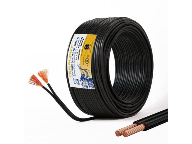 TKNALEGY Extension Electrical Wire18/2 SPT-2W Bulk Lamp Cord, 300-Volt 18-Gauge, 100-feet Spool, Black,UL Listed