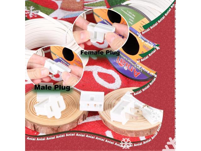 Aniai 18/2 SPT-2 Wire 50FT with 3PCS Vampire Plugs - Low Voltage Landscape Wire Electrical Wire - 18 Gauge Electrical Wire 2 Conductor - White